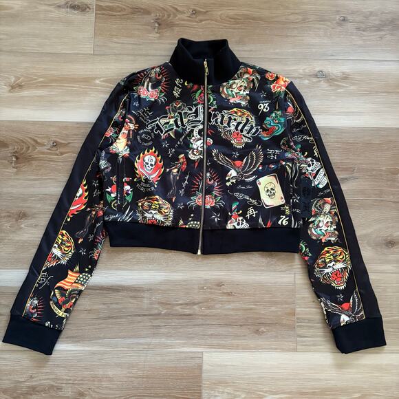 Ed Hardy Tattoo Embroidered Crop Track Jacket XL - Picture 1 of 10
